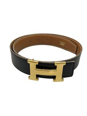 Hermes Belt 68 Black Gold Reversible Leather